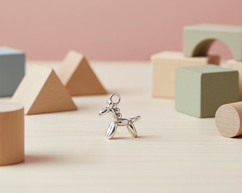 气球小马单吊款项链 镜面原色 不锈钢 抗过敏 台湾制造 - 项链 - 不锈钢 银色