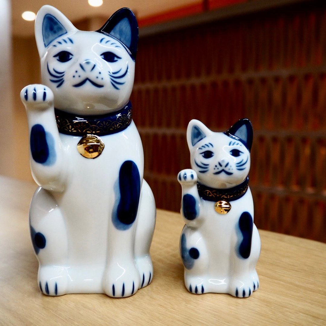 中外陶园 | 瀬户招财猫 染付 - 摆饰 - 陶 蓝色
