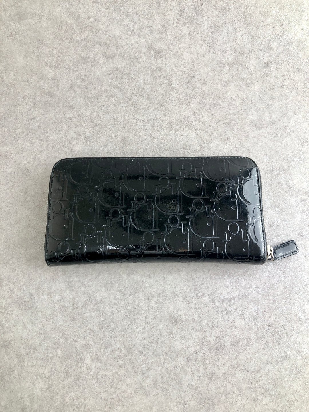 【 日本直送 名牌中古包 】Christian Dior 迪奥 Trotter 长夹 黑色 漆皮 圆形拉链 p6wn5e - 皮夹/钱包 - 真皮 黑色