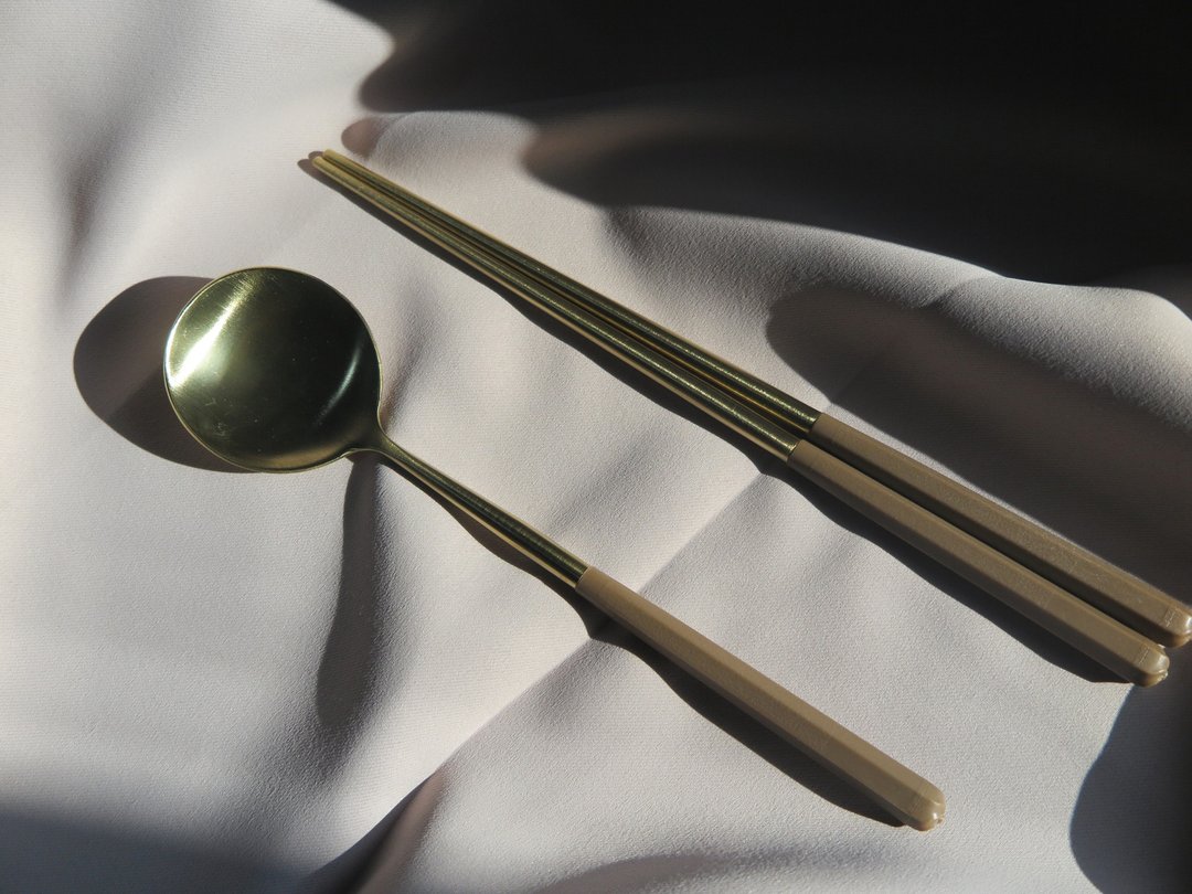 铜金可可棕餐具 |汤匙、筷子、餐具、礼物 - 餐刀/叉/匙组合 - 不锈钢 金色