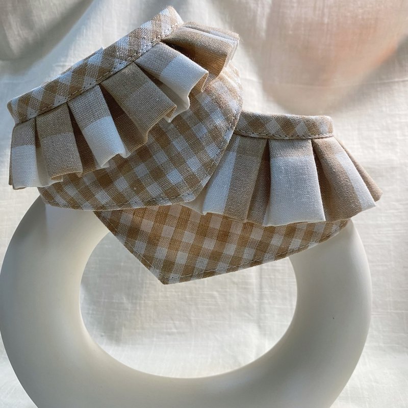 发裁手作。Facai Handmade 宠物领巾 毛孩玛格领_奶茶格格 - 项圈/牵绳 - 棉．麻 咖啡色