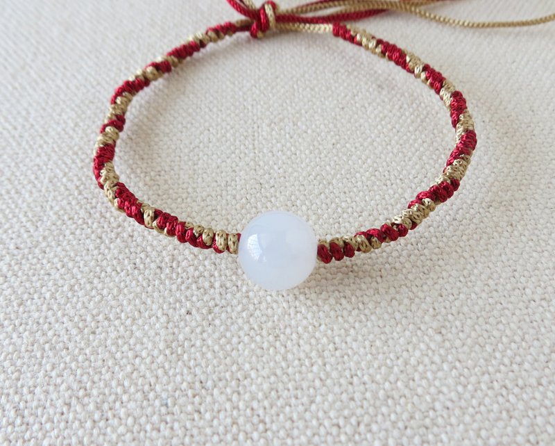 本命年【幸运石】白冰翡翠丝光编织手链*AS02*招财、开运、避邪 - 手链/手环 - 宝石 多色