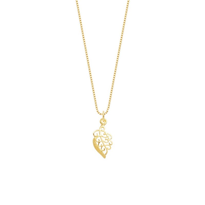 藏宝箱金饰 9999 黄金纯金 叶子 坠子/项链/锁骨链 - 项链 - 24k 金 金色