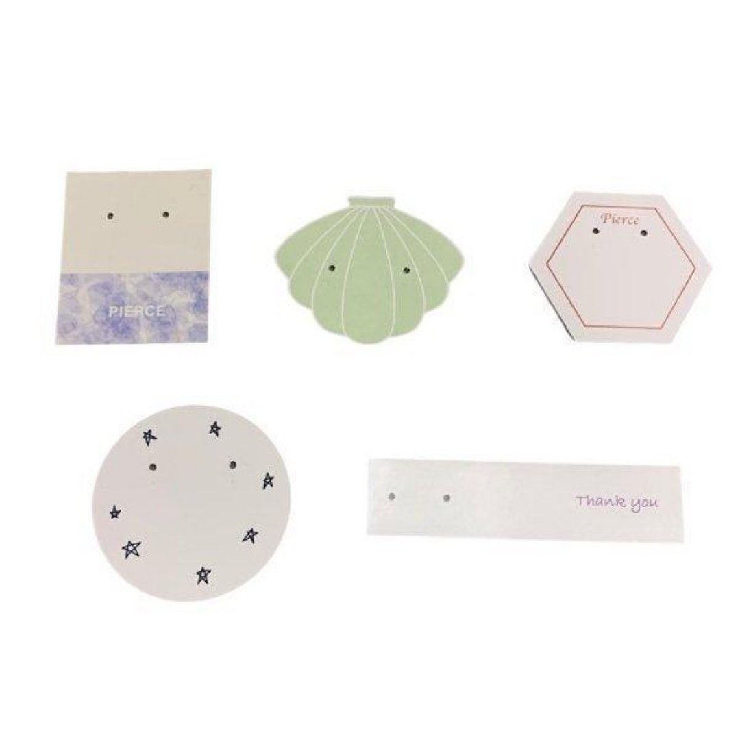 No name pierced earring mount POP OEM domestic production 100 sheets 5color - 收纳用品 - 纸 白色