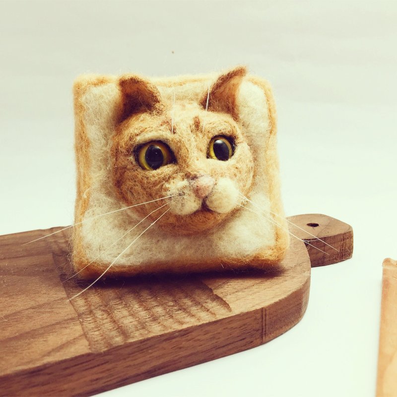 光和吐司系列_贪吃橘子 橘猫羊毛毡吐司 - 胸针 - 羊毛 橘色