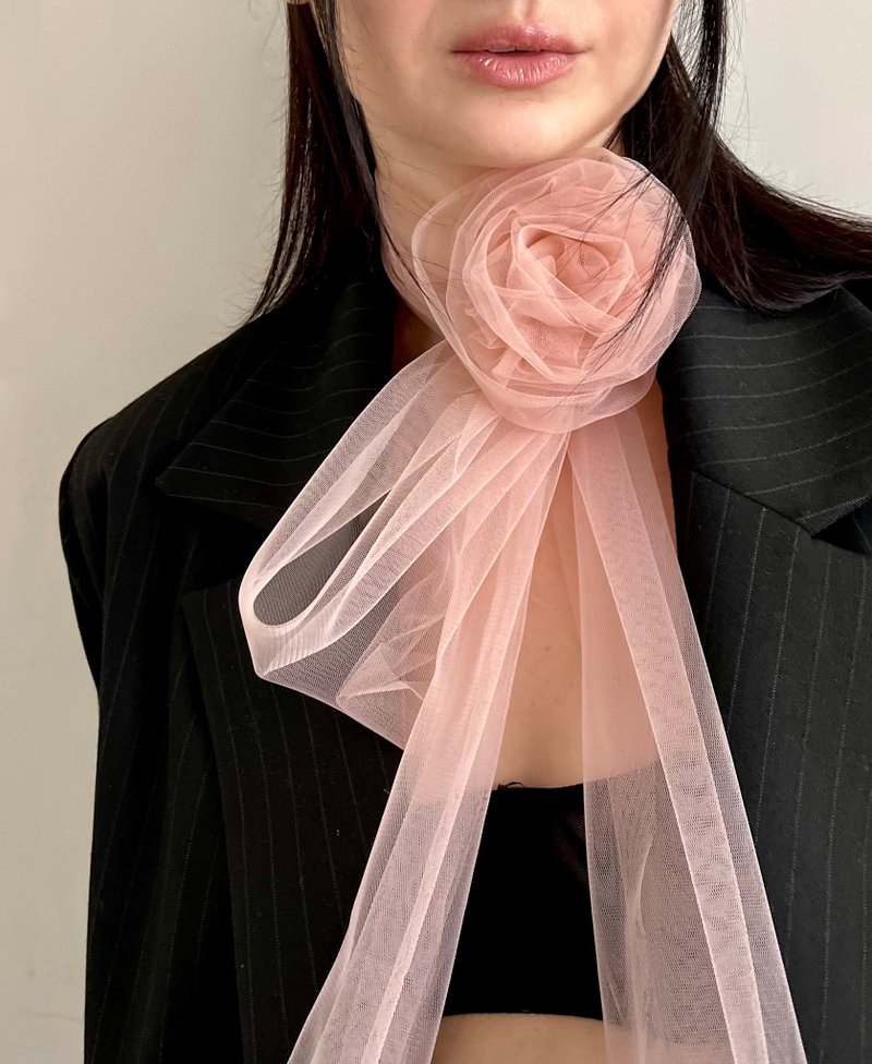 Thin Scarf Women/  Fashion Bohemian Accessories/ Rose choker/ Choker Necklace - 丝巾 - 其他材质 粉红色