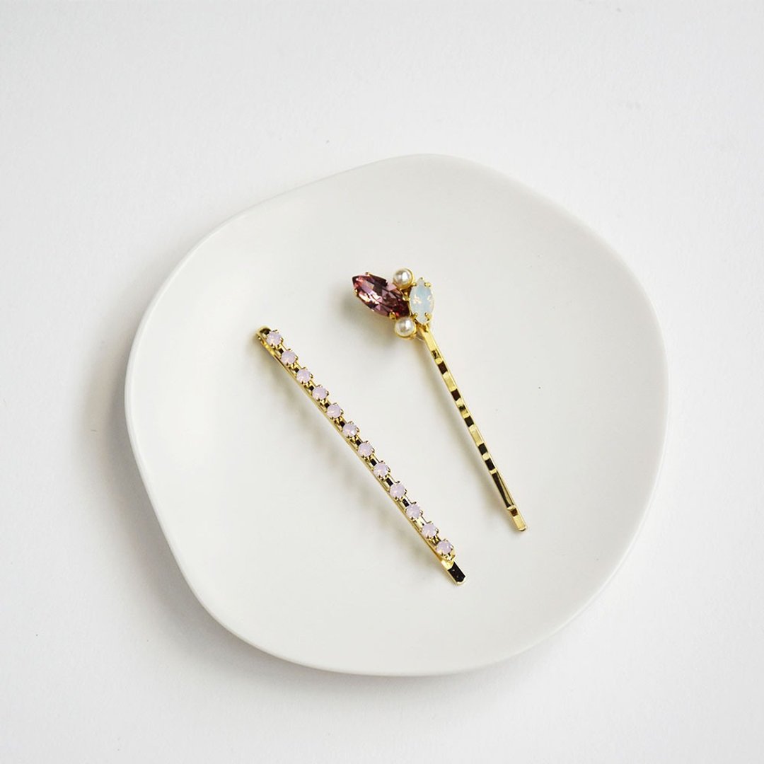 【春夏新品】紫水晶珍珠手工发夹套组 - 发饰 - 铜/黄铜 紫色