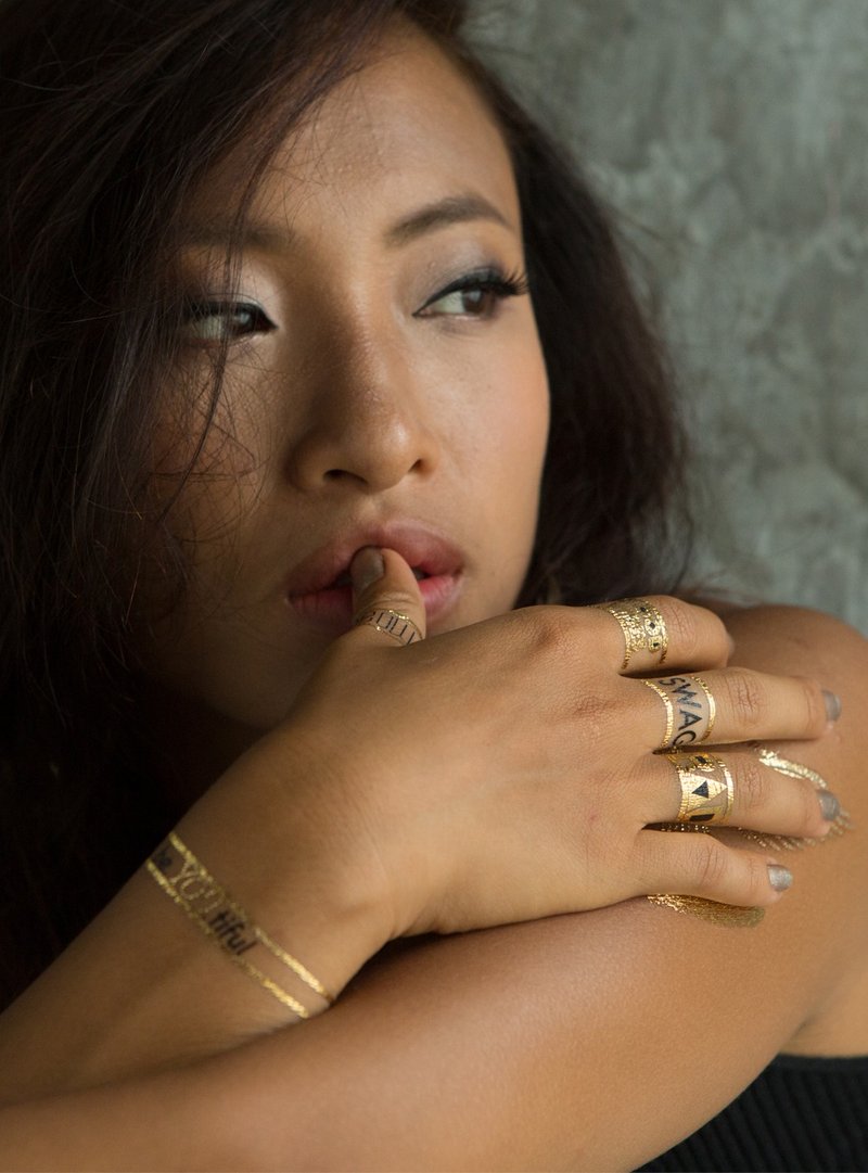 Baby Girl 环/刺青/紋身貼紙/Tattoo Sticker/Ring tattoo - 纹身贴 - 其他材质 金色