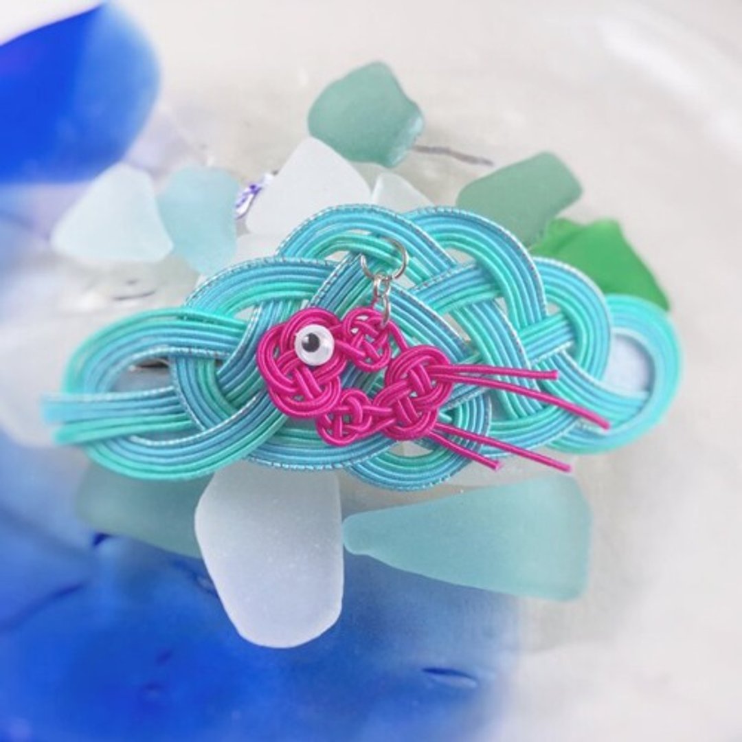Valletta [Yurayura Goldfish] Mizuhiki Summer Festival Yukata with Aqua Light Blue - 发饰 - 其他材质 蓝色
