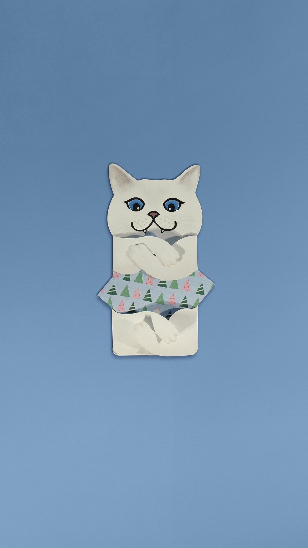 Meowmentos PawMark 心意咭 - White Cat (蓝色) #22 - 卡片/明信片 - 纸 