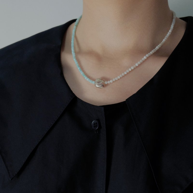 -蓝冰-蓝白撞色细珠项链 - 项链 - 贝壳 