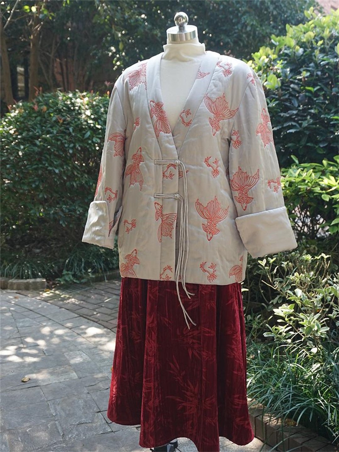 金玉滿堂 新中式國風外套 夾棉加厚棉服 盤扣流蘇提花外套 - 女装休闲/机能外套 - 聚酯纤维 粉红色