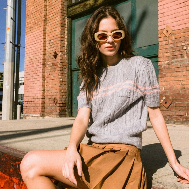 Color Line Twisted Knit (Gray) - 女装针织衫/毛衣 - 压克力 灰色