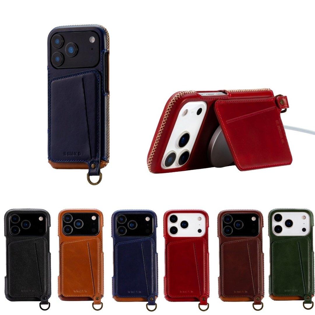 iPhone 17 Pro Max 经典系列-磁吸站立卡袋手机皮套 - 手机壳/手机套 - 真皮 多色