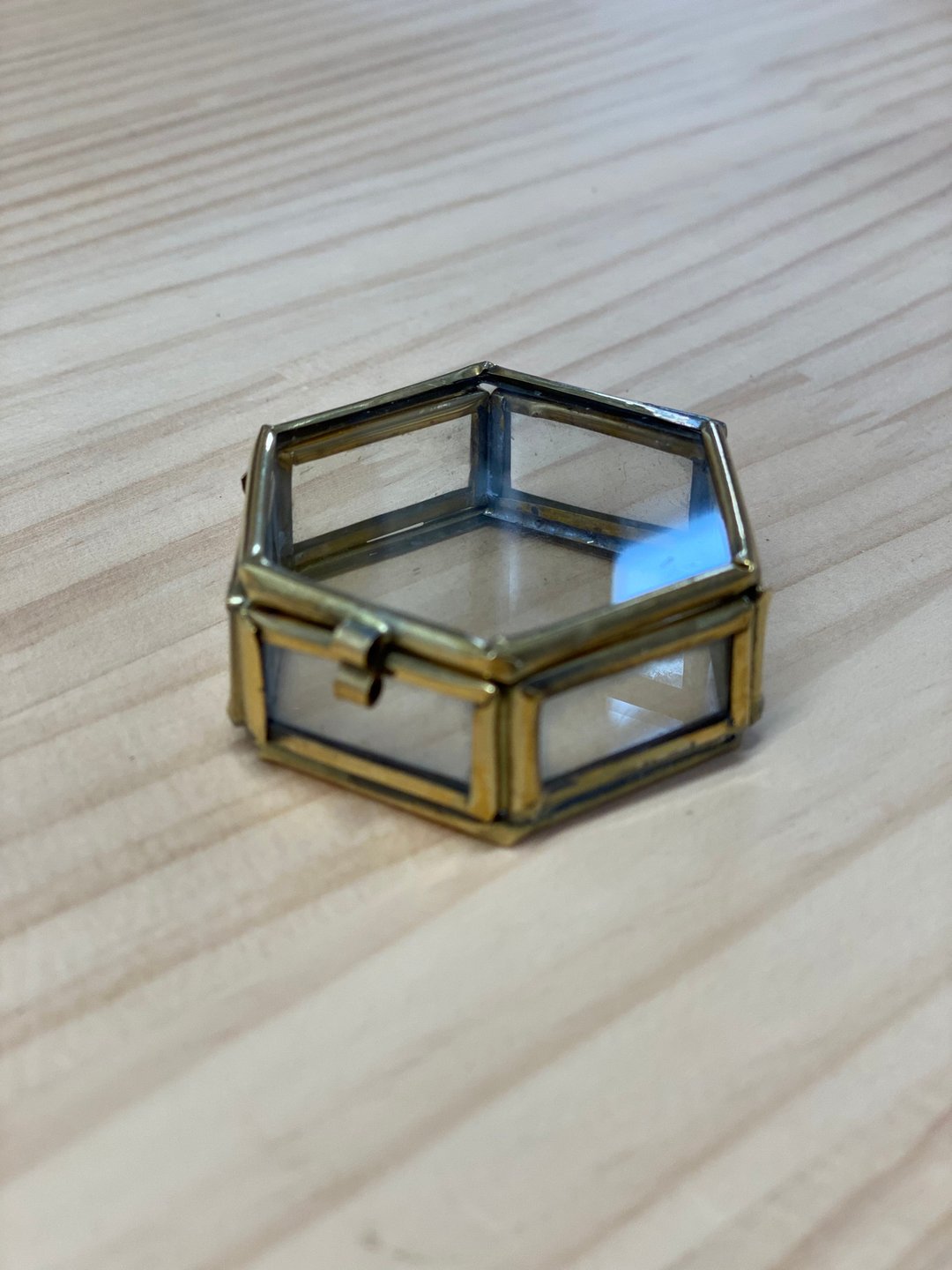 Glass box case hexagonal (S size) - 收纳用品 - 玻璃 金色
