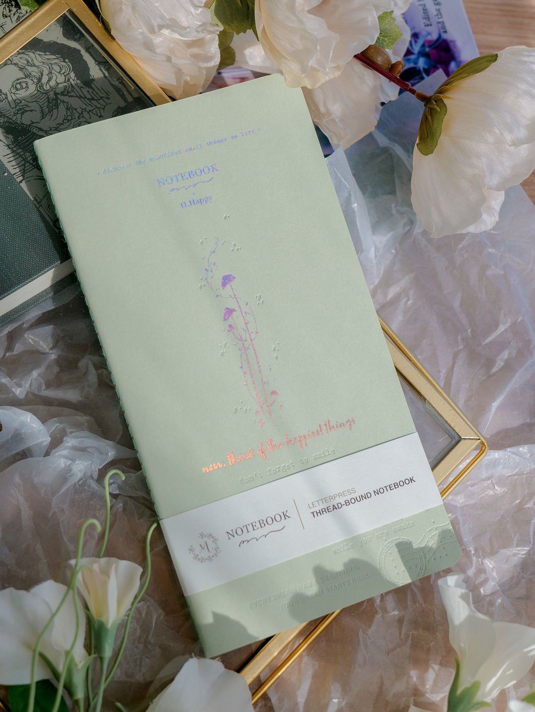 手工活版线装长型笔记本(点阵内页) - H.快乐 - 笔记本/手帐 - 纸 绿色