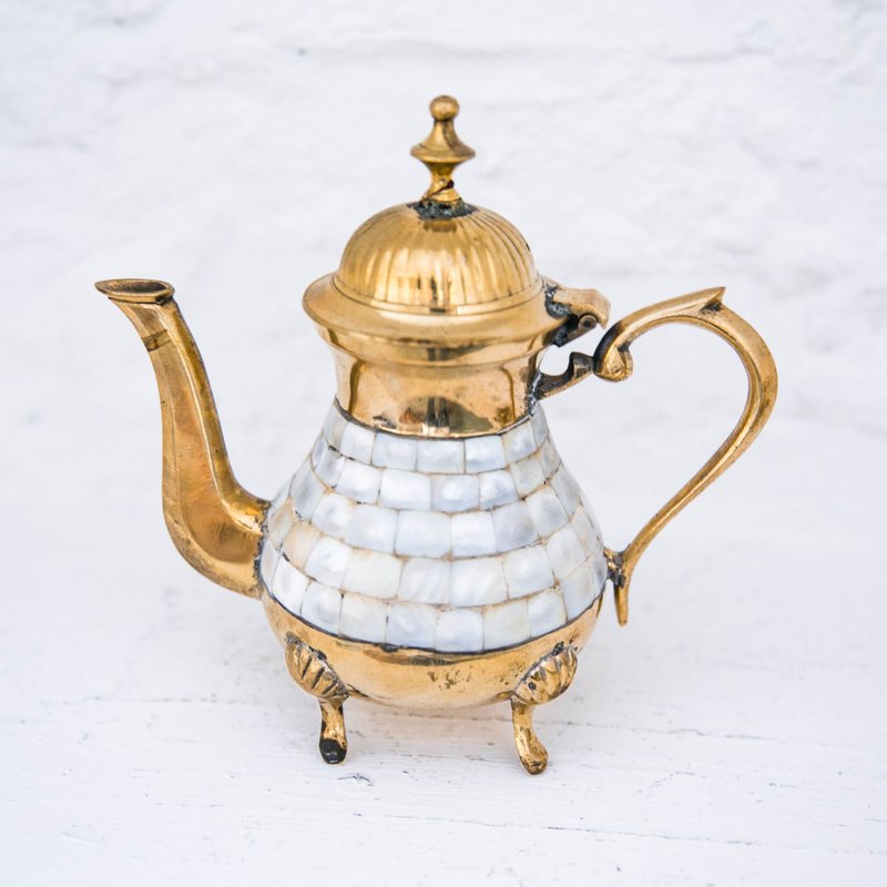 栖仙 SECLUSION OF SAGE / 1920s印度黄铜_流光年代四脚茶壶_矮身 - 酒杯/酒器 - 其他金属 金色