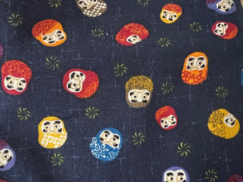 客订-深蓝和风福神不倒翁证件零钱包 - 零钱包 - 棉．麻 蓝色