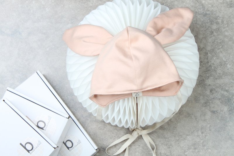 Bonbies 可爱小兔帽子100%有机棉 - 围嘴/口水巾 - 棉．麻 粉红色