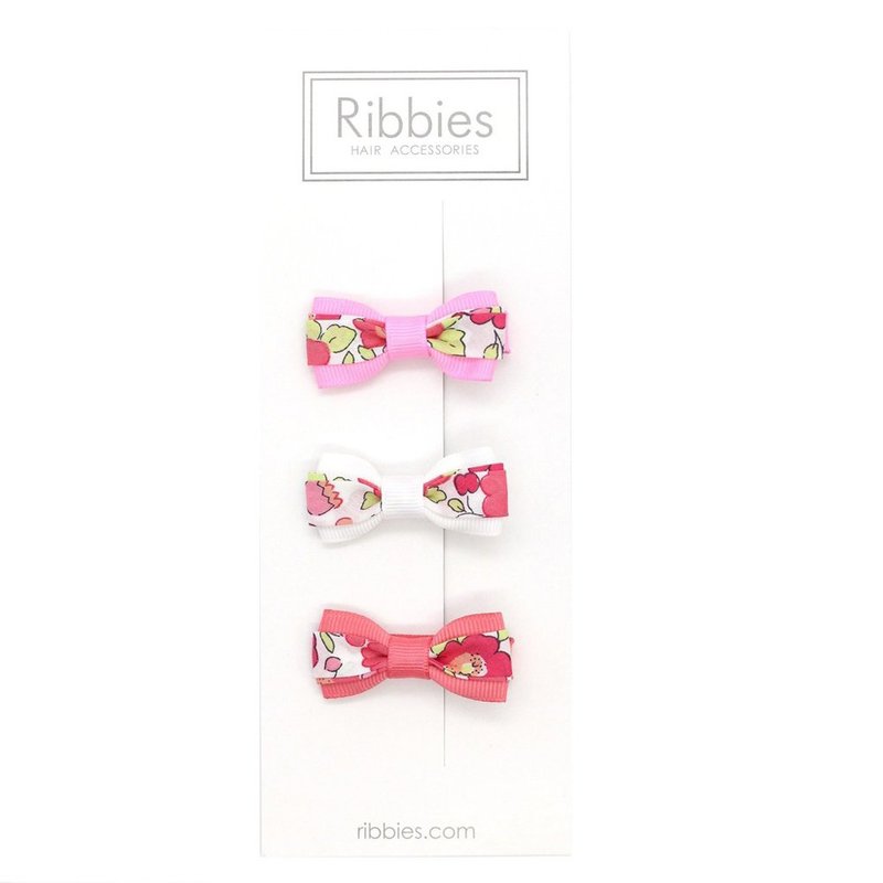 英国Ribbies 双色缎带蝴蝶结3入组-Betsy Red - 发饰 - 聚酯纤维 