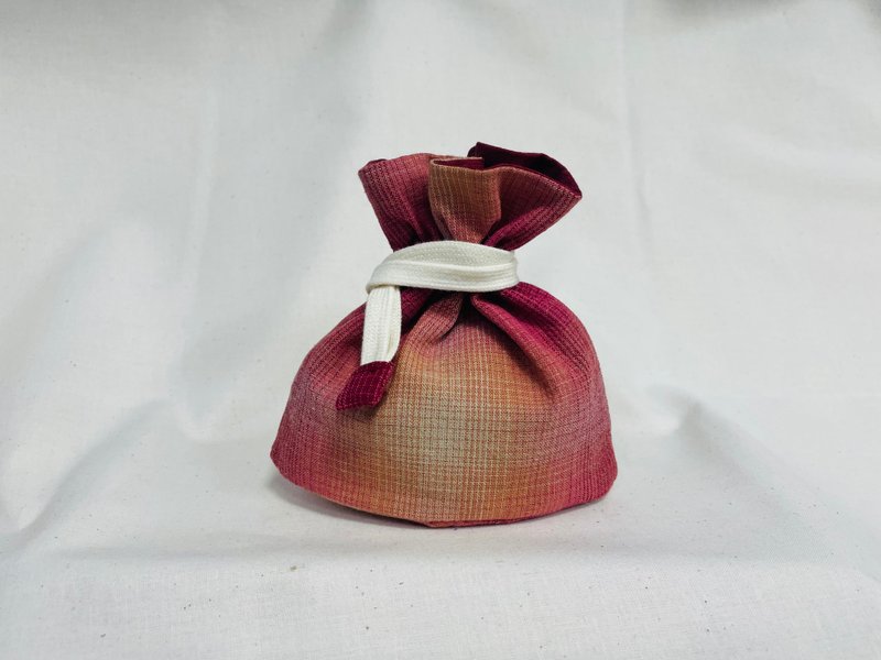 现货-有袋底的迷你束口袋-先染格子红 - 其他 - 棉．麻 红色