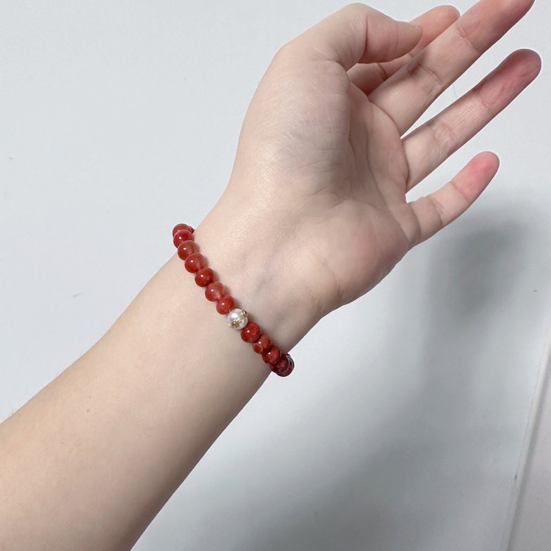川料南红玛瑙手链 珍珠配饰手链 手串 吉祥正能量手链 - 手链/手环 - 玉石 