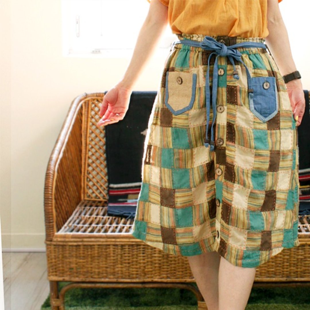 ☆ Hammock ☆ 彡 colorful patchwork skirt - 裙子 - 棉 黄色