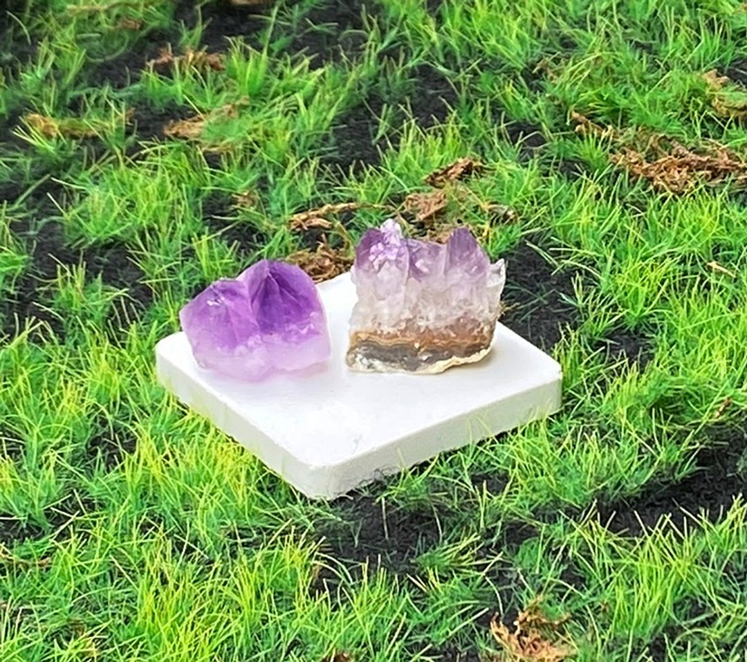 紫晶骨干 紫晶簇 | 增智慧 避邪保平安 | 天然原矿两入套组 - 摆饰 - 水晶 紫色