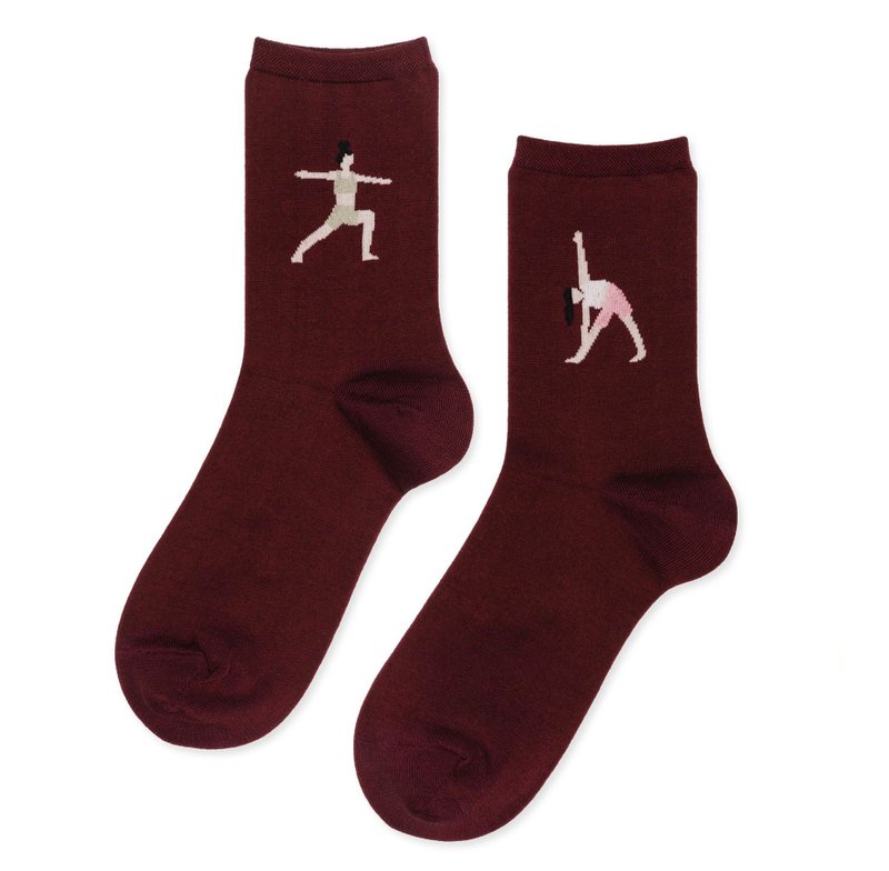 Hansel From Basel - warrior 体操选手 酒红 - 中筒袜 - 袜子 - 棉．麻 红色