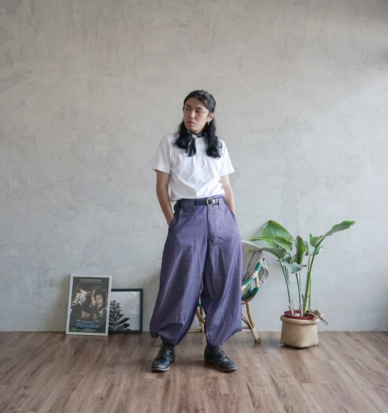 古着 鸢服 鸢裤 缎面反光 Tobi vintage 全新 紫色M - 男士长裤 - 棉．麻 紫色