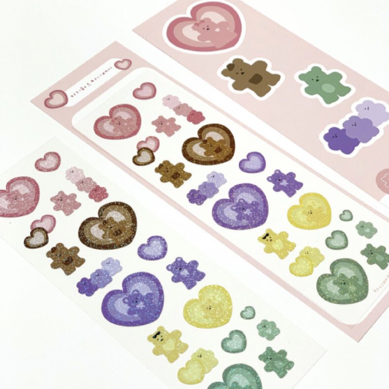 韩国文创 Chanibear 贴纸 - Kitsch heart 可爱贴饰 - 贴纸 - 纸 