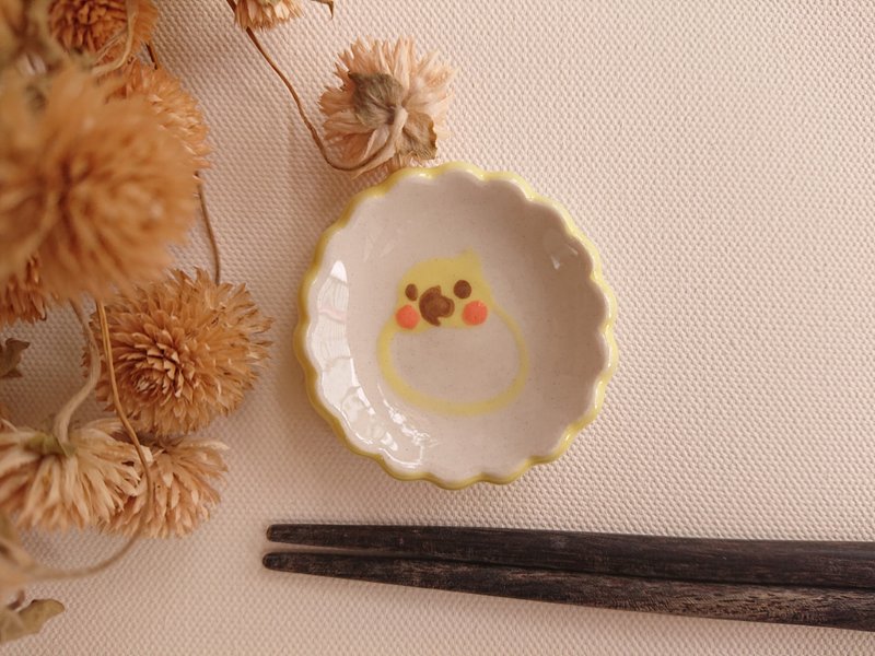 Hey!鸟朋友!玄凤鹦鹉小花边碟 - 浅碟/小碟子 - 瓷 多色