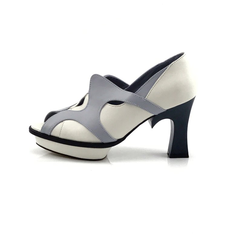 LEADING ROLE | 红唇花 | 设计款 | 手工鞋 | 米白 - 高跟鞋 - 真皮 白色