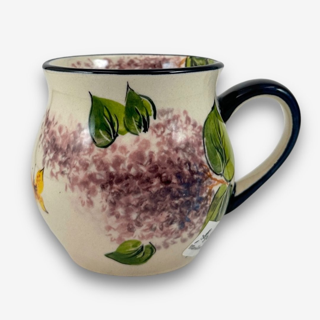 波兰手绘手工陶 - 胖胖杯 220ml 胖胖杯 马克杯 水杯 紫麝香花系列 - 其他杯子 - 陶 多色