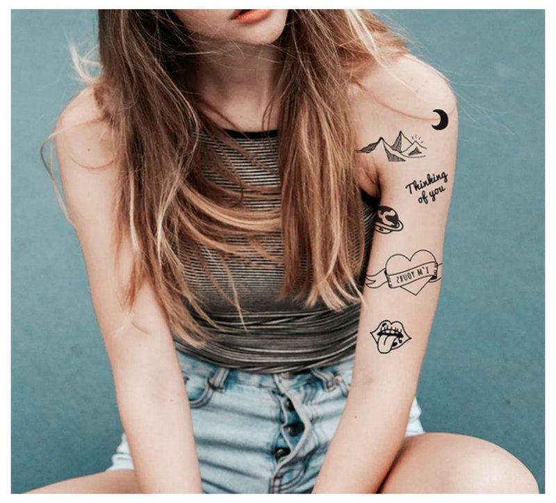 多款 可爱 刺青贴纸 爱心 美式 数字 飞鸟 钻石 羽毛 宇宙 和平 K - 贴纸 - 纸 