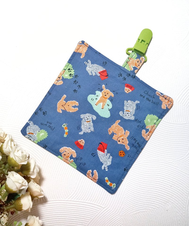 纯棉夹二层~四层纱/儿童手帕/手帕夹/擦手巾/小方巾-小狗 - 手帕/方巾 - 棉．麻 多色