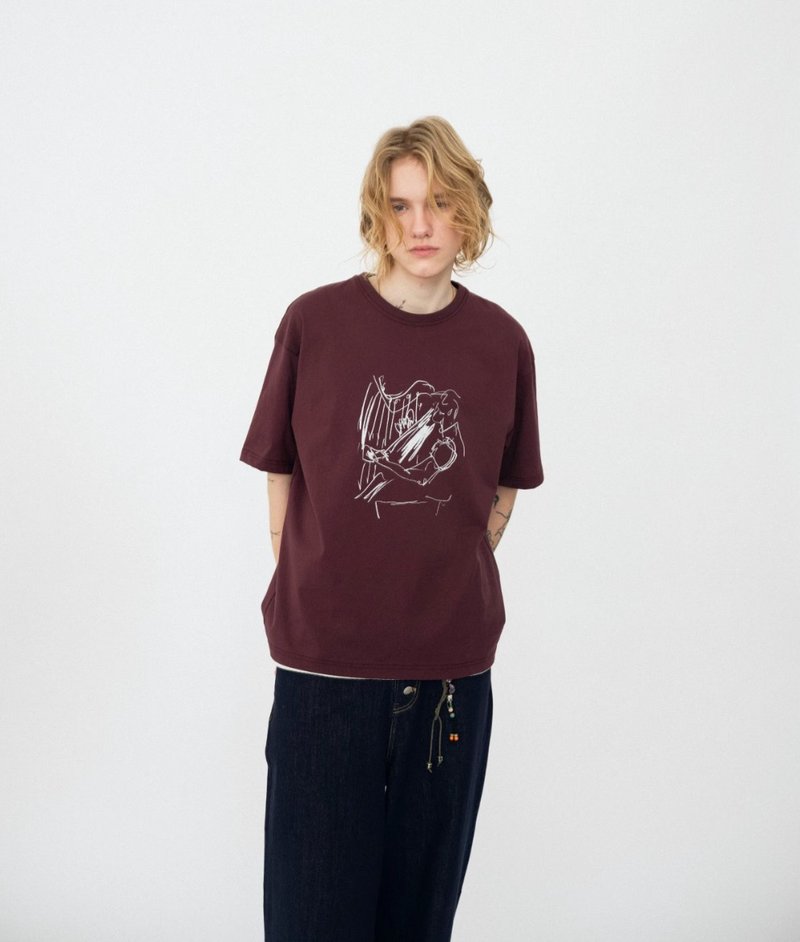 日系复古 印花重磅短袖t恤 - 男装上衣/T 恤 - 其他材质 紫色