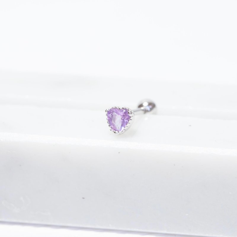 紫水晶925纯银爱心蛋糕转珠耳环 - 耳环/耳夹 - 水晶 银色