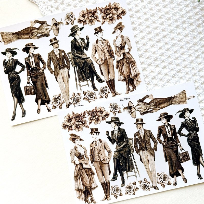 A548 - 复古缪斯女士 - 贴纸 - 纸 