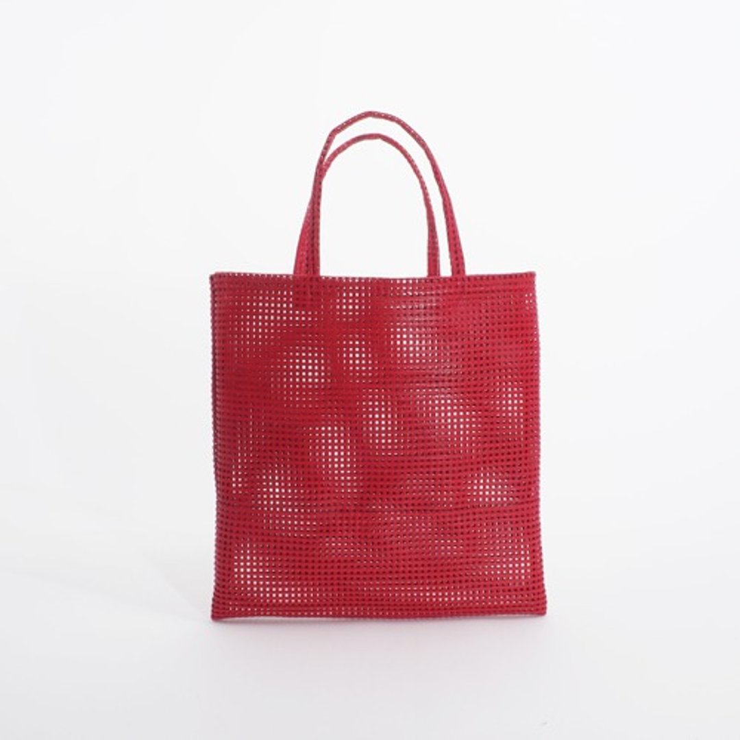 mesh leather hand bag (red) goatskin/33×33/MB002 - 手提包/手提袋 - 真皮 