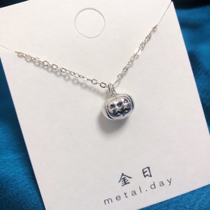 万圣节南瓜颈链 - 项链 - 纯银 透明