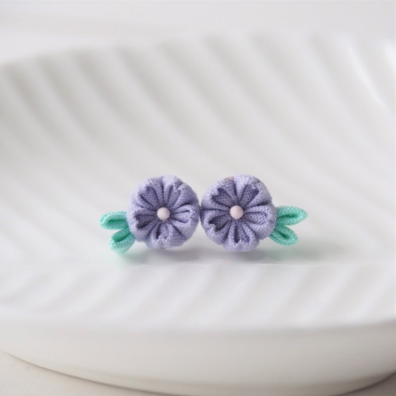 【花恋季节: 樱花记忆 】粉紫樱花定制耳环耳夹 14kgf 925 - 耳环/耳夹 - 棉．麻 紫色