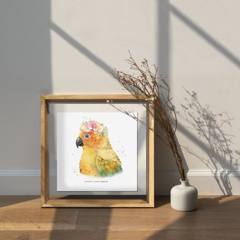 金太阳鹦鹉/相框画/透明相框/装饰/摆饰/送礼/纪念 - 画框/相框 - 纸 橘色