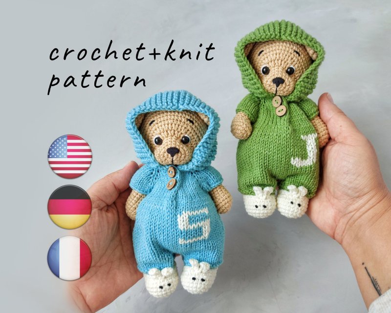 Amigurumi泰迪熊钩针图案-搭配针织衣服PDF教学 - 手工艺教程/工具书 - 其他材质 