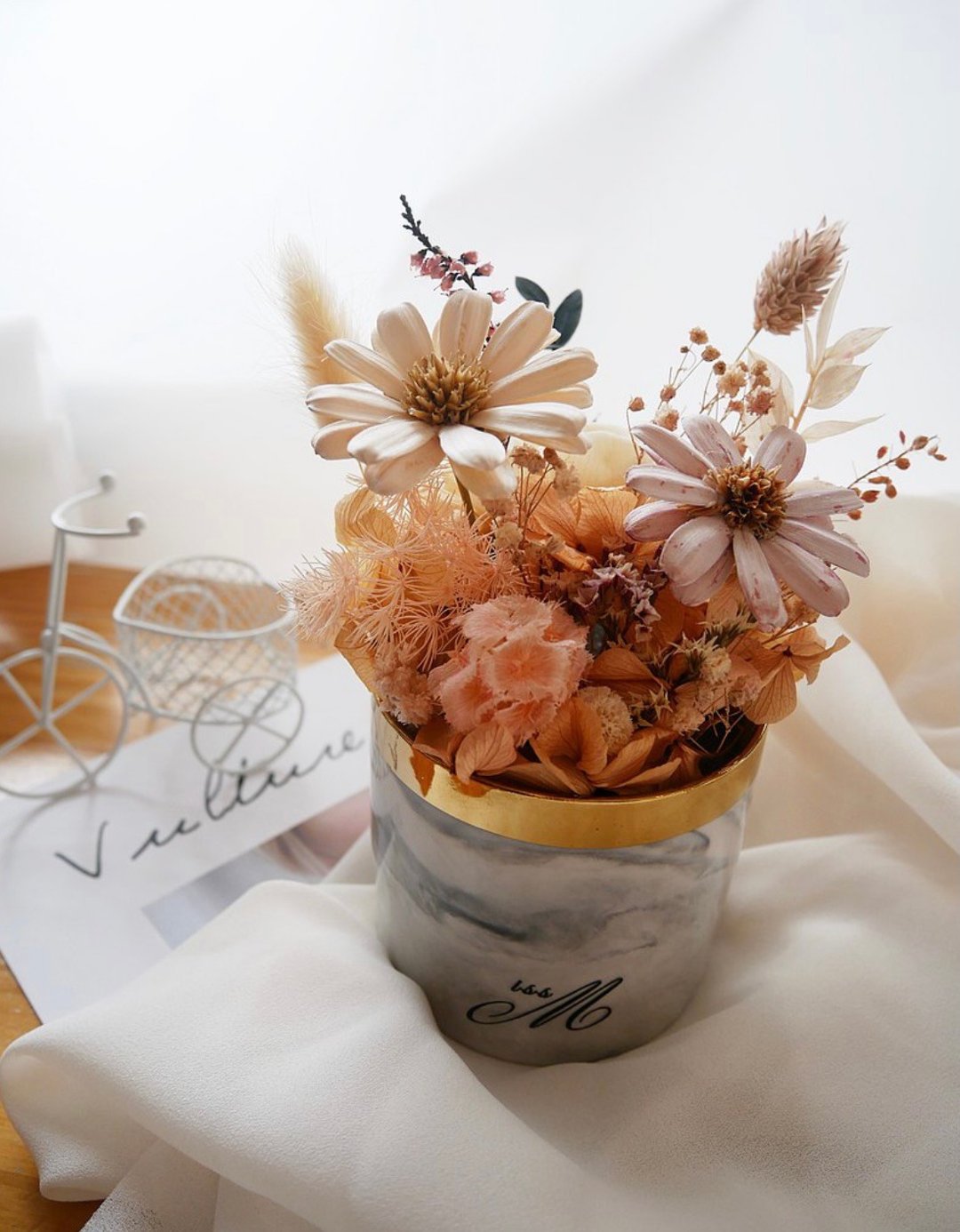 Miss。花谜 手作干燥花体验课程 暧暧内含光。小雏菊扩香桌花 - 植栽 - 植物．花 