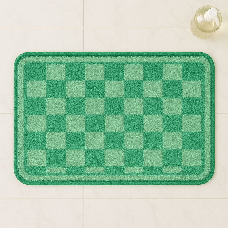 绿色方格植绒浴室地垫简约棋盘格脚垫居家装饰礼物 进门地垫 - 地垫/地毯 - 聚酯纤维 多色