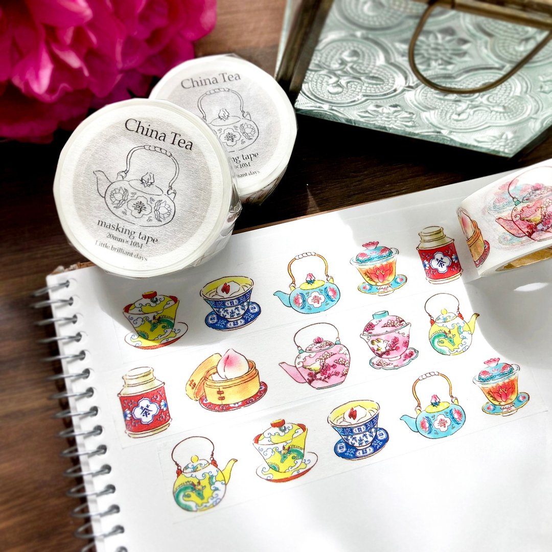 ChinaTea 纸胶带 中国茶具 20mm 10M - 纸胶带 - 纸 多色