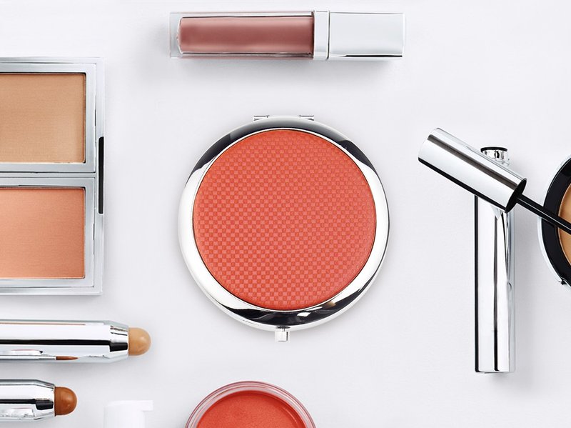 简约随身化妆镜  圆形皮革金属折叠小镜子 胭脂色系列 - 彩妆刷具/镜子/梳子 - 其他金属 红色