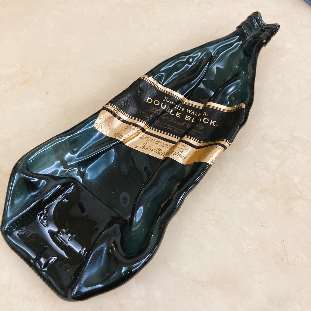约翰走路DoubleBlack双黑牌威士忌 酒瓶盘 纪念收藏收纳盘 - 收纳用品 - 玻璃 