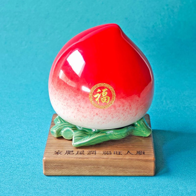 桃你欢心 生日礼物 入厝 升职 退休 开店 乔迁 佛堂摆设 客制化 - 摆饰 - 陶 红色